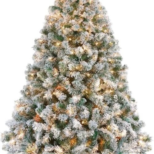 Flocked Pre Lit Christmas Tree with Warm Lights