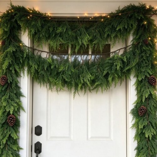 Norfolk Pine and Cedar Christmas Wreath with Pinecones