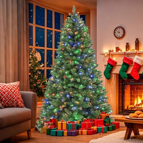 Pre Lit Christmas Tree with Foot Pedal and Hinged Branches